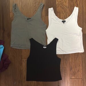 Women's Crop Sleeveless Tops - Black, White, Green